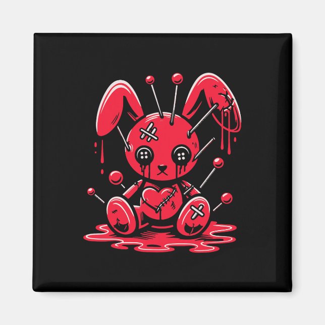 Stitched Bunny Rabbit Pastel Goth Anime Kawaii Got Magnet (Vorne)