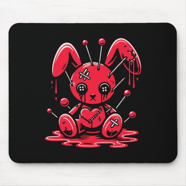 Stitched Bunny Rabbit Pastel Goth Anime Kawaii Got Mousepad (Vorne)