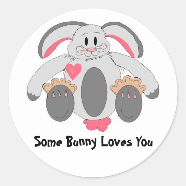 Stitched Bunny Rabbit Runder Aufkleber (Vorderseite)