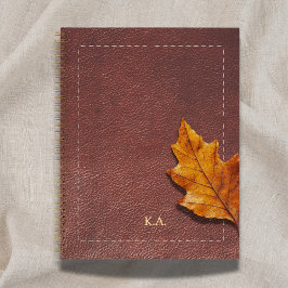 Stitched Leather-Look & Autumn Leaf Notizbuch