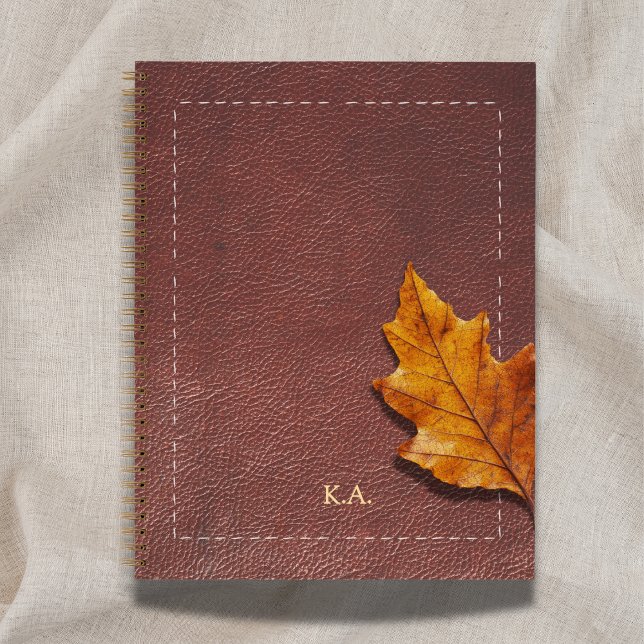 Stitched Leather-Look & Autumn Leaf Notizbuch (Von Creator hochgeladen)