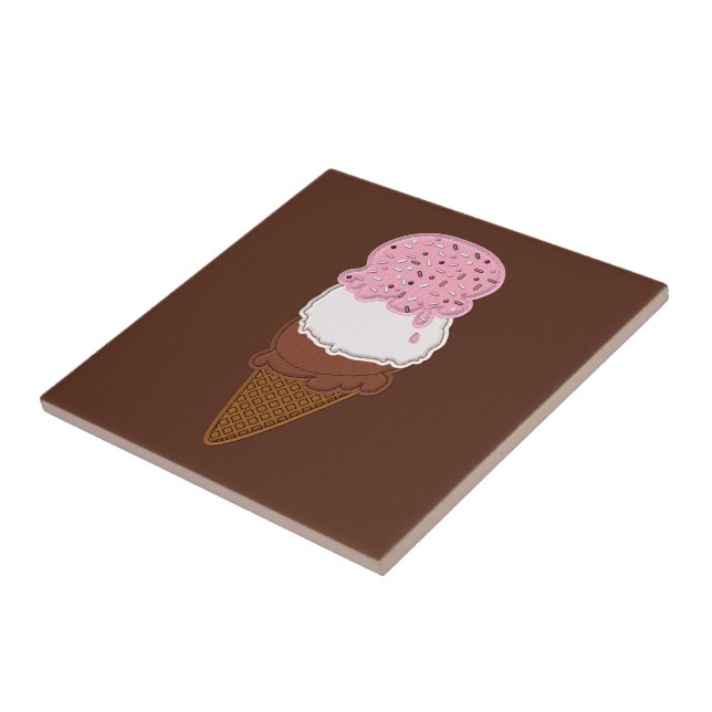 Stitched-Neapolitan-Ice-Cream-Cones-2-Sq TILE Fliese (Seite)