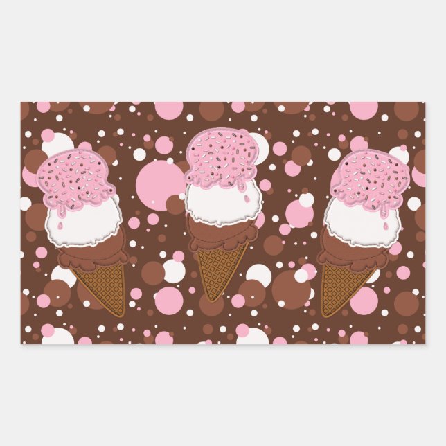 Stitched Neapolitan Ice Cream Trio 2-Rect Stickers (Vorderseite)