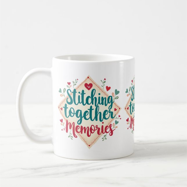 Stitching Together Erinnerungen Stickerei Art Kaffeetasse (Links)