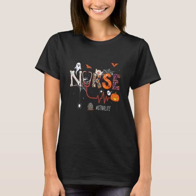 Stna Pumpkin Halloween State Tested Nurse Assistan T-Shirt (Vorderseite)