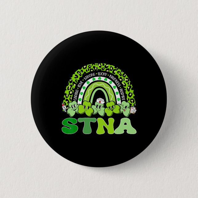 Stna St. Patrick's Day Regenbogen Boho Retro Krank Button (Vorderseite)