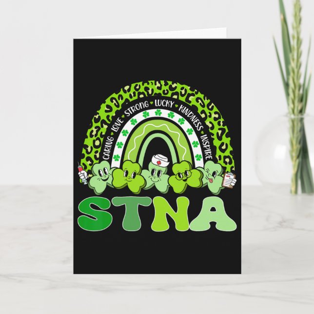 Stna St. Patrick's Day Regenbogen Boho Retro Krank Karte (Vorderseite)