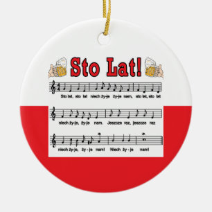 Sto Lat! Lied mit den Bier-Tassen Keramik Ornament