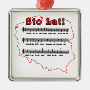 Sto Lat! Lied-polnische Karte Ornament Aus Metall