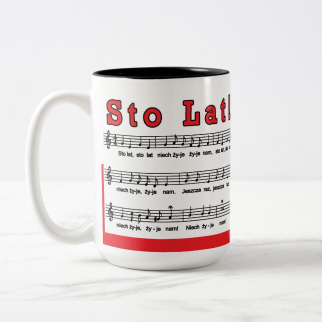 Sto Lat! Lied Zweifarbige Tasse (Links)
