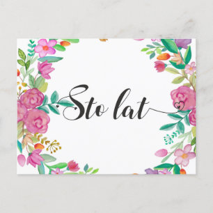 Sto lat Polish Happy Birthday Polen Geschenk Postkarte