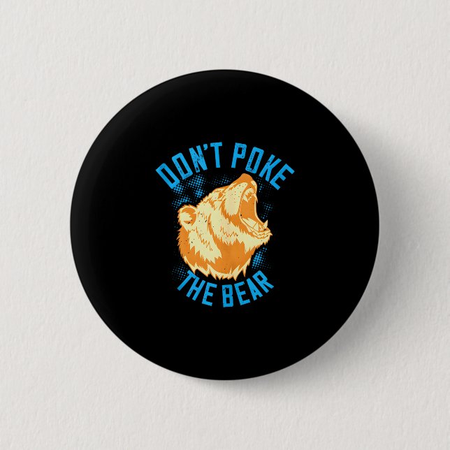 Stochern Sie nicht den Grizzlybären lustigen Retro Button (Vorderseite)