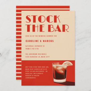 Stock Bar Retro Cocktail Polterabend Einladung