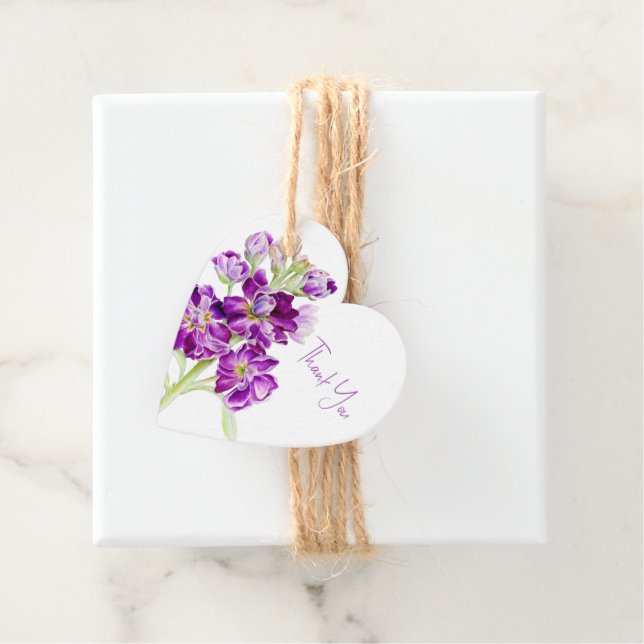 Stock Blume Aquarellkunst lila Danke Geschenkanhänger (Beispiel)
