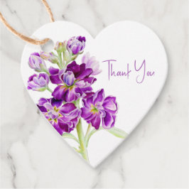 Stock Blume Aquarellkunst lila Danke Geschenkanhänger