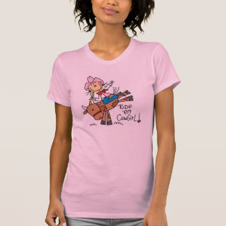 Stock-Cowgirl, das Stier-T - Shirt reitet