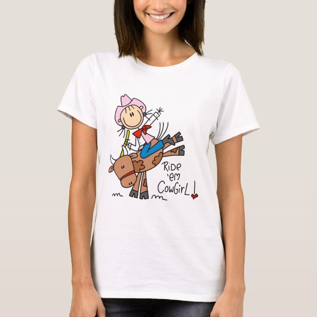 Stock-Cowgirl, das Stiert-shirts und -geschenke T-Shirt (Vorderseite)