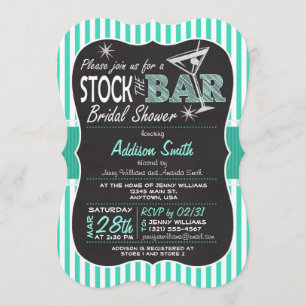 Stock das Bar Brautparty; Aqua Stripes Einladung