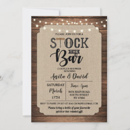 Stock das Bar Party Dusche Burlap Wood Einladung