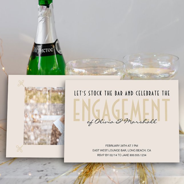 Stock die Bar Big Typografy Champagne Verlobung Einladung (Photo Engagement Party Invite from my Engagement Party Invitations Collection)