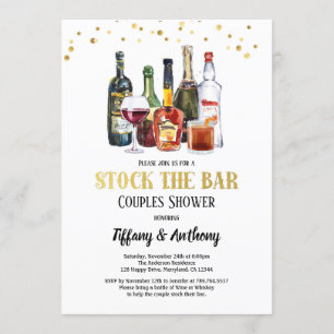 Stock die Bar Dusche White & Gold Einladung
