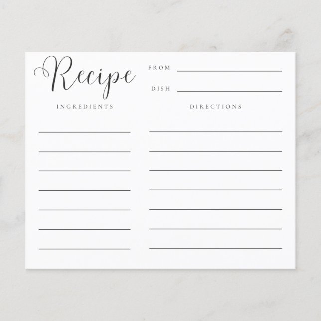Stock die Brautparty-Rezept-Karte (Vorderseite)