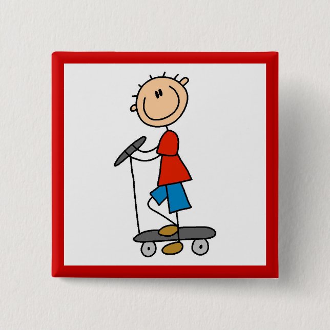 Stock-Figur-Junge auf Scooter Button (Vorderseite)