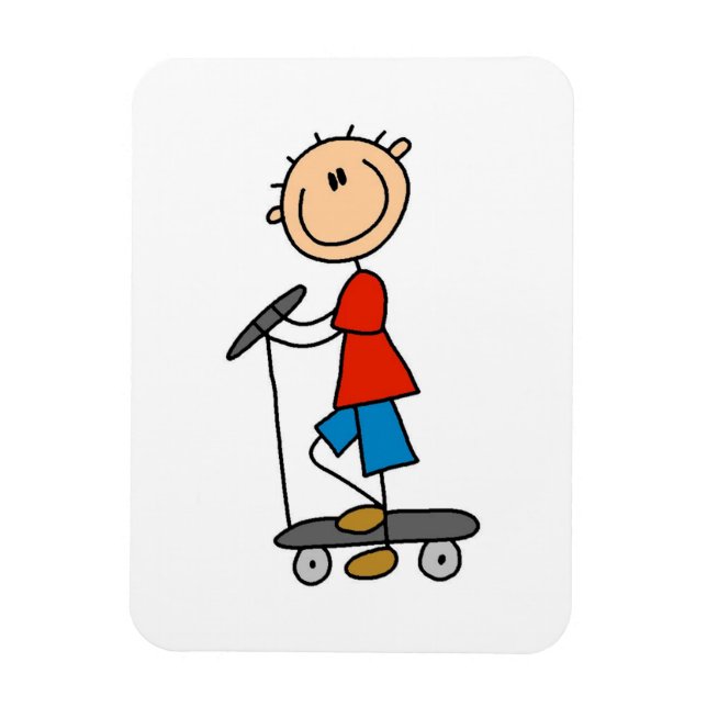 Stock-Figur-Junge auf Scooter Magnet (Vertikal)