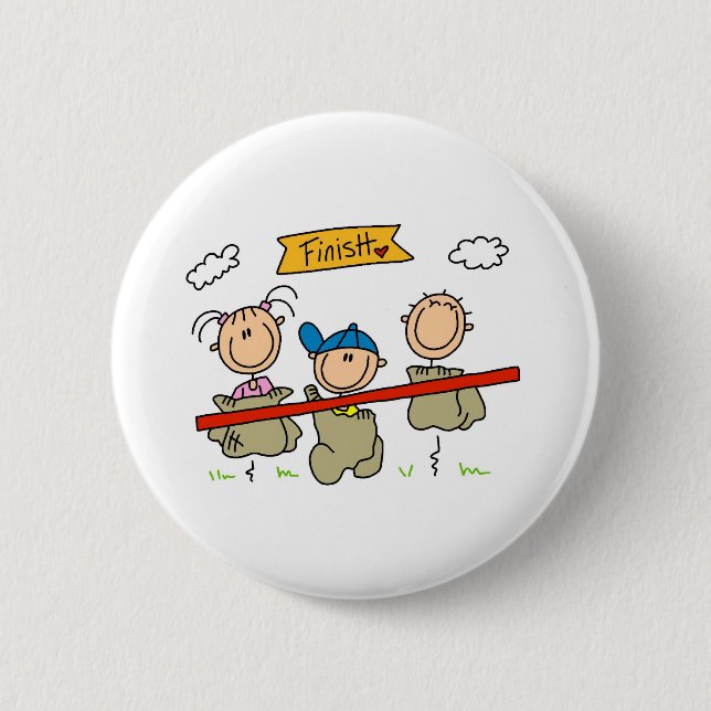 Stock-Figur-Sackhüpfen Button (Vorderseite)
