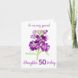 Stock flowers purple daughter 40th birthday card karte<br><div class="desc">Personalize this card for an extra special touch to suit your needs. Night scented stock flowers purple themed birthday card,  Daughter 50 years card. Artwork is adaped from an original watercolour painting by Sarah Trett.</div>