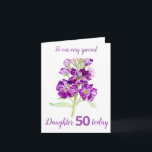 Stock flowers purple daughter 40th birthday card karte<br><div class="desc">Personalize this card for an extra special touch to suit your needs. Night scented stock flowers purple themed birthday card,  Daughter 50 years card. Artwork is adaped from an original watercolour painting by Sarah Trett.</div>