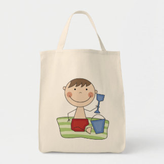Stock-Junge an den Strandt-shirts und -geschenken Tragetasche