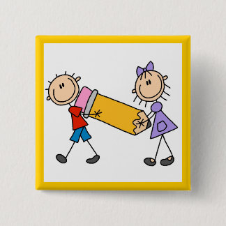 Stock-Kinder mit Bleistift Button