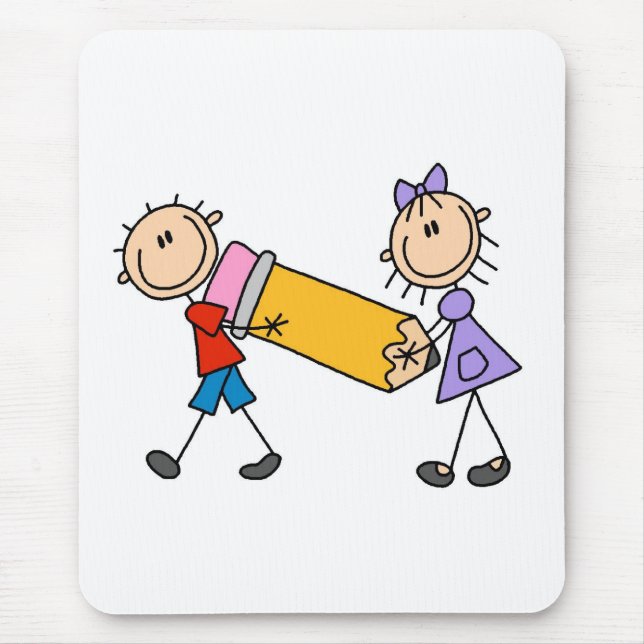 Stock-Kinder mit Bleistift Mousepad (Vorne)