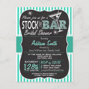 Stock the Bar Brautjungfernabschied; Aqua Einladun Einladungspostkarte