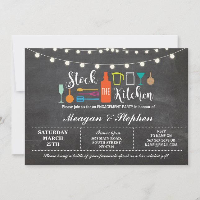 Stock The Kitchen Engagement Party Paare Dusche Einladung (Vorderseite)