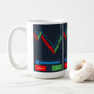 Stock Trading Kaffee Tasse mit Candlestick Chart