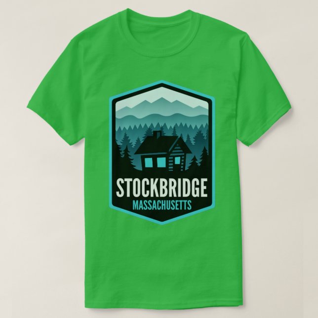 Stockbridge Massachusetts Bergstadt Kabine T-Shirt (Design vorne)