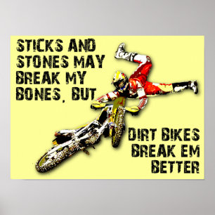 Stöcke Und Steine Dirt Bike Motocross Lustiges Pos Poster