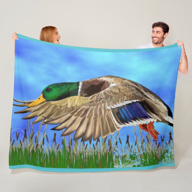 Stockente im Flug Wildlife Fleecedecke (Beispiel)