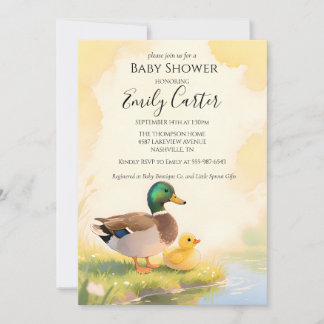 Stockente mit Küken Baby Shower Einladung