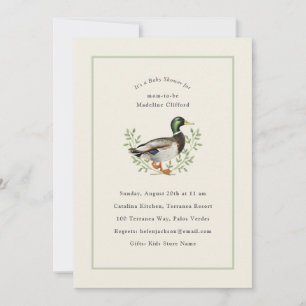 Stockenten-Enten-Sage-Grün-vintage-Baby-Party Einladung