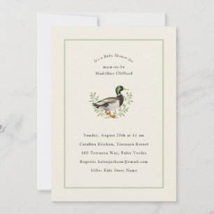 Stockenten-Enten-Sage-Grün-vintage-Baby-Party Einladung