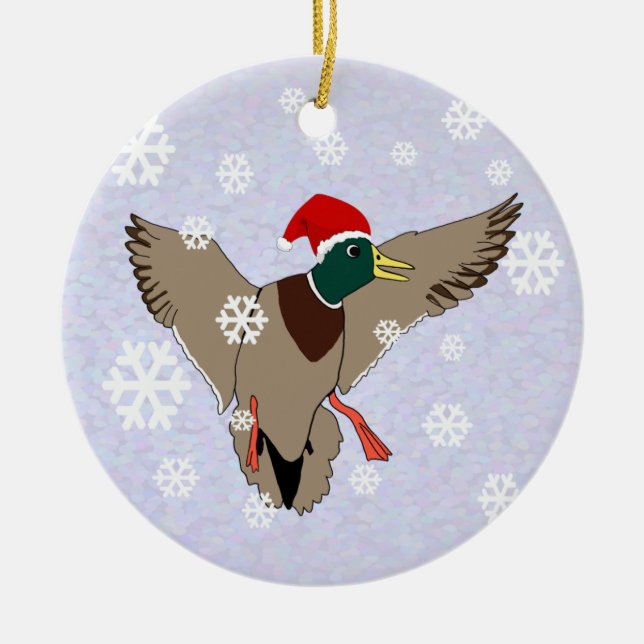 Stockenten-Enten-Sankt-Weihnachten Keramikornament (Vorne)