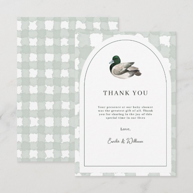 Stockenten-Entenkind-Baby-Party Geschlechtsneutral Dankeskarte (Vorne/Hinten)