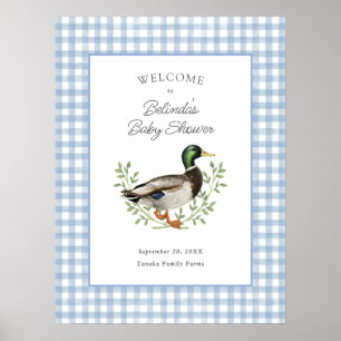 Stockenten-Entenkuken-Babyshower-Willkommen in Bla Poster