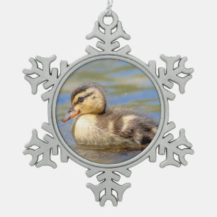Stockenten-Jungtier Schneeflocken Zinn-Ornament