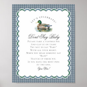 Stockentenjagd Gingham Dont Say Baby Schild