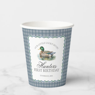 Stockentenjagd-Gingham-Jungen-Geburtstag Pappbecher