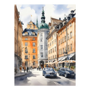 Stockholm Aquarellkunst Fotodruck